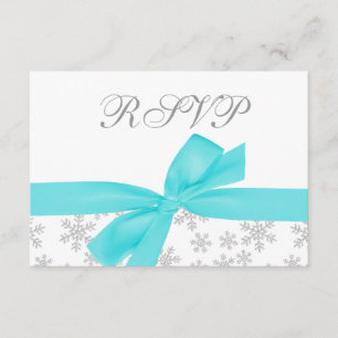 Tarjeta RSVP Bow Verde azulada para copos de nieve