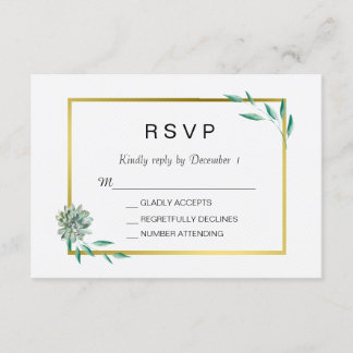 Tarjeta RSVP Boyanical Suculento de Oro