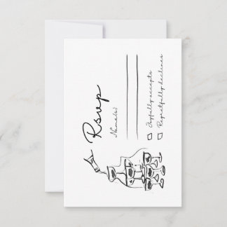 Tarjeta RSVP caprichosa, torre de champagne de man