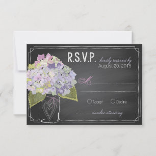 Tarjeta RSVP Chalkboard Lavender Hydrangeas