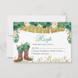 Tarjeta RSVP Charra Mis Quince de Western Green Hu