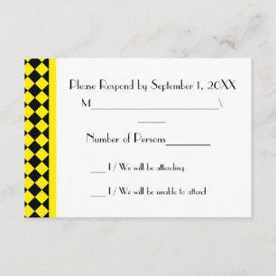 Tarjeta RSVP ChequerBoard (amarillo/negro)