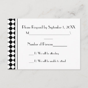 Tarjeta RSVP ChequerBoard (Blanco/Negro)