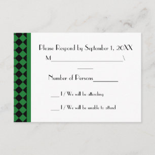 Tarjeta RSVP ChequerBoard (verde/negro)