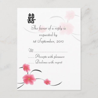 Tarjeta RSVP Cherry Blossom Doble Felicidad
