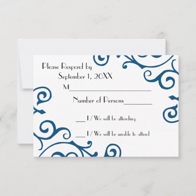 Tarjeta RSVP Cirrus Ivory (Azul) (Anverso)
