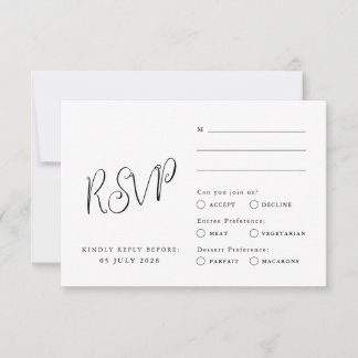 Tarjeta Rsvp clásica, estilo elegante, minimalista