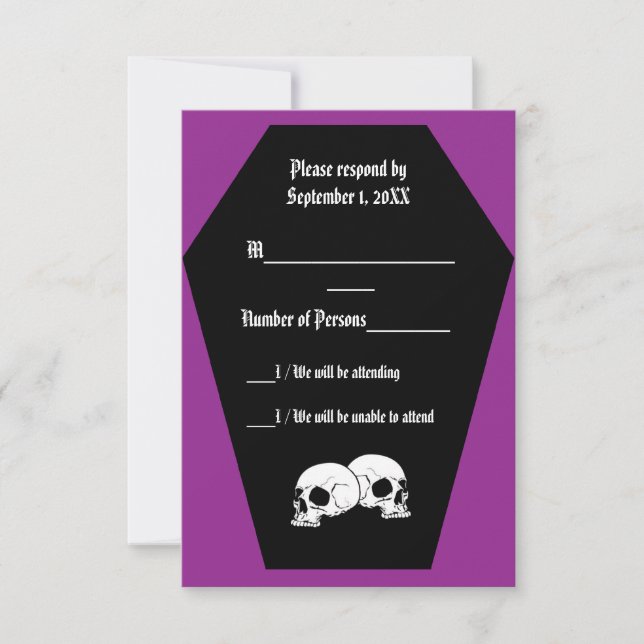 Tarjeta RSVP Coffin Ebony (Púrpura) (Anverso)
