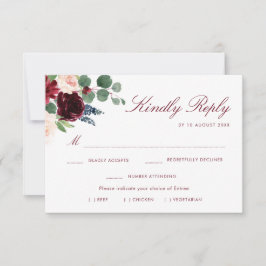 tarjeta RSVP color burdeos floral elección de comi