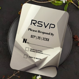 Tarjeta Rsvp con estilo Geométrico Neutral Plata M