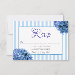 Tarjeta RSVP con floral azul y banda