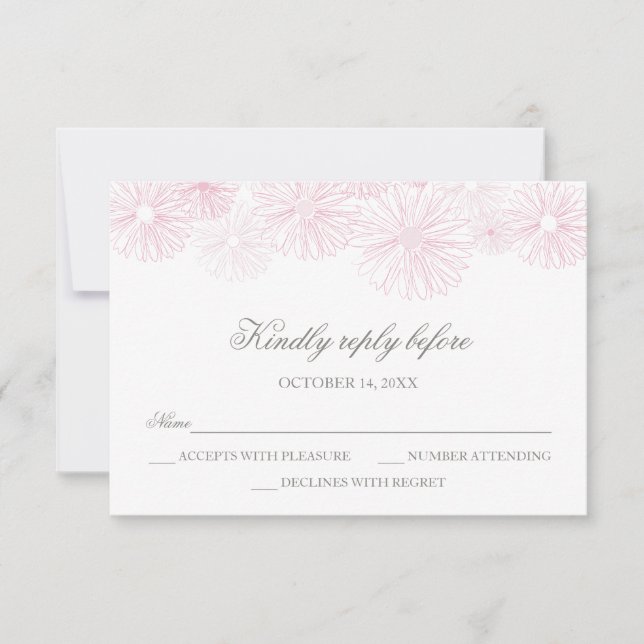 Tarjeta RSVP con flores - Bautismo Chica, Comunión (Anverso)