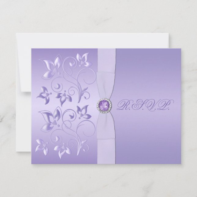Tarjeta RSVP con flores de lavanda RIBBON IMPRESIO (Anverso)