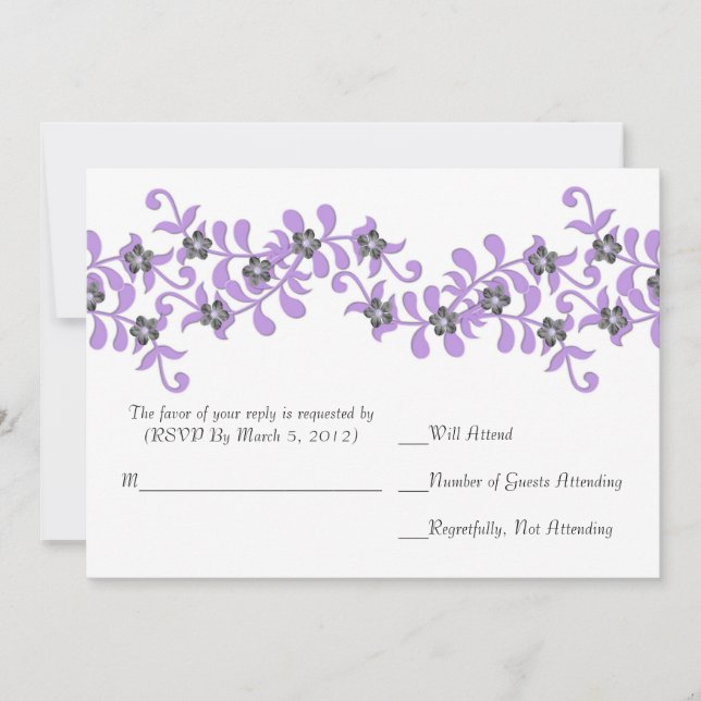 Tarjeta RSVP con florido Purple Spring Elegant de  (Anverso)