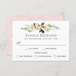Tarjeta RSVP con florido rosa Rubor con opciones d