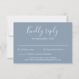 Tarjeta RSVP con guión mínimo de una boda azul tur