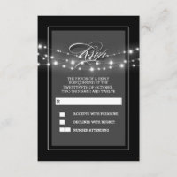 Tarjeta RSVP con luces de cadena modernas y elegan