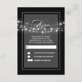 Tarjeta RSVP con luces de cadena modernas y elegan