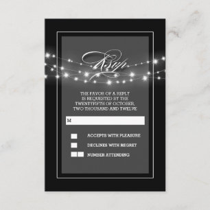 Tarjeta RSVP con luces de cadena modernas y elegan