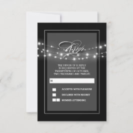 Tarjeta RSVP con luces de cadena modernas y elegan