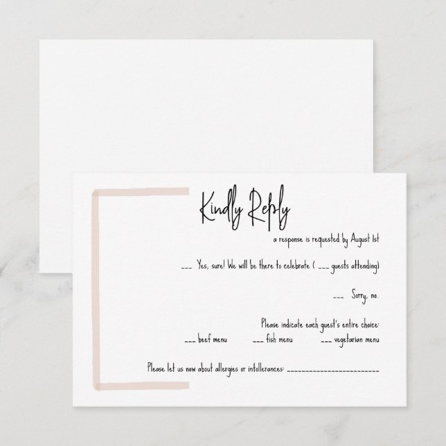 Tarjeta RSVP con mano de Boda de verano (Anverso / Reverso)