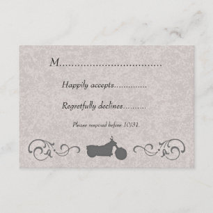 Tarjeta RSVP con motocicleta falsa Grabado en reli