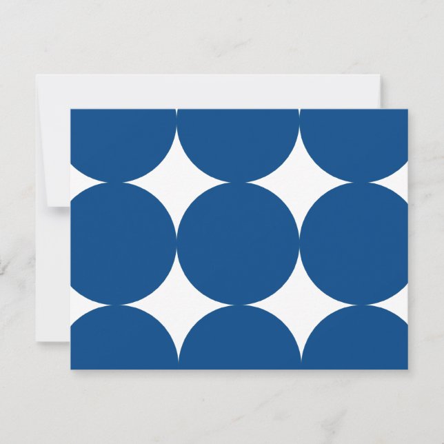 Tarjeta RSVP con puntos de Polka azul y blanco mod (Anverso)