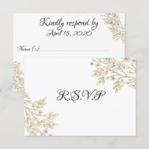 Tarjeta RSVP con Relieve metalizado dorado de moda