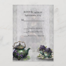Tarjeta RSVP con té de bruma gris claro encantado