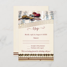 Tarjeta RSVP con tema de boda de música clásica