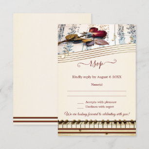 Tarjeta RSVP con tema de boda de música clásica