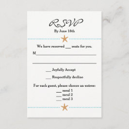 Tarjeta RSVP con tema de playa con acentos de pez