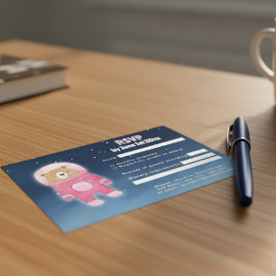 Tarjeta RSVP con temas de espacio para astronautas