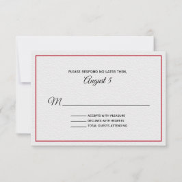 Tarjeta RSVP con textura blanca y roja