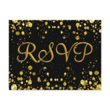Tarjeta RSVP Confetti de oro