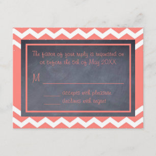 Tarjeta RSVP Coral Chevron