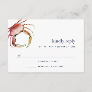 Tarjeta RSVP Crab Rojo