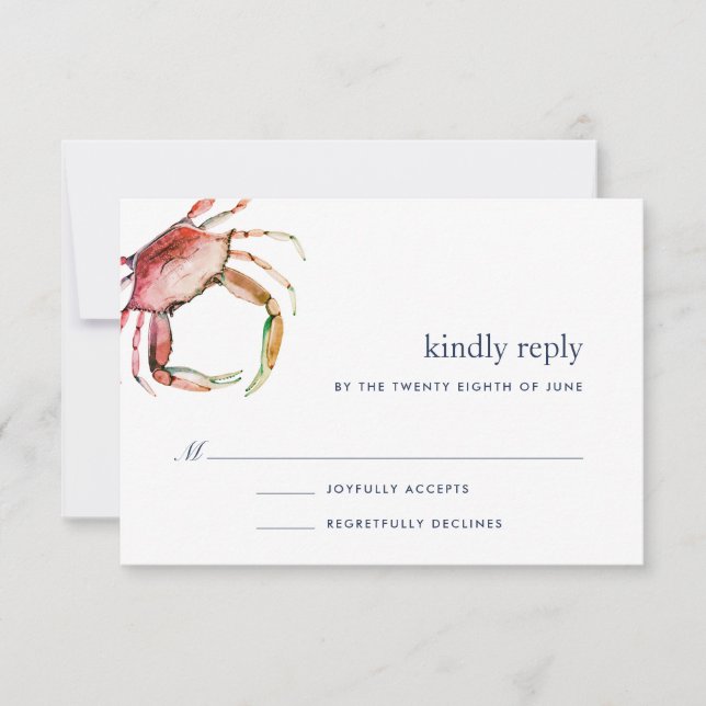 Tarjeta RSVP Crab Rojo (Anverso)