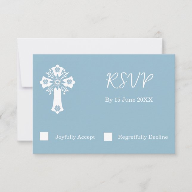Tarjeta RSVP Cruz Floral Christour Sky Blue (Anverso)