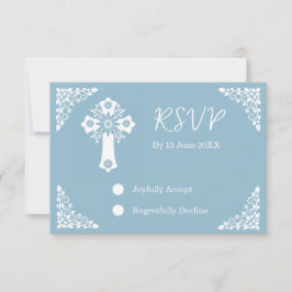 Tarjeta RSVP Cruz Floral Christour Sky Blue