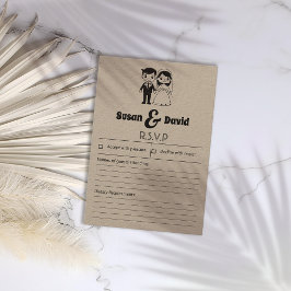 Tarjeta RSVP Cute Bride y Groom