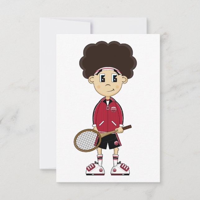 Tarjeta RSVP Cute Tennis Boy (Anverso)