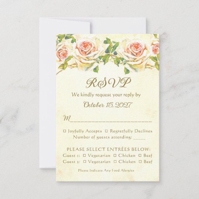 Tarjeta RSVP de 3,5 x 5 Rosa antiguo plana (Anverso)