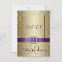 Tarjeta RSVP de 50 Aniversario del Boda de Oro Púr