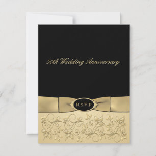 Tarjeta RSVP de 50 Aniversario IMPRESIONADA RIBBON