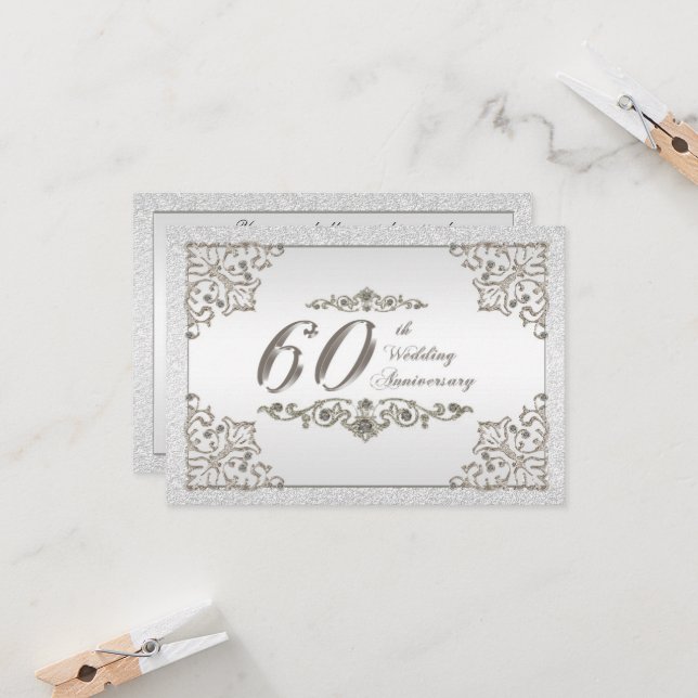 Tarjeta RSVP de 60 años de Boda (Anverso/Reverso In Situ)