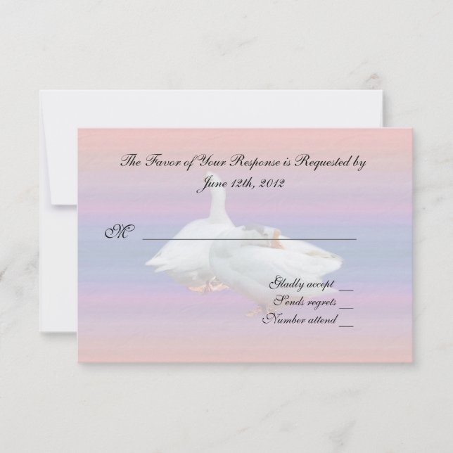 tarjeta RSVP de aceptación del boda, dos gansos bl (Anverso)