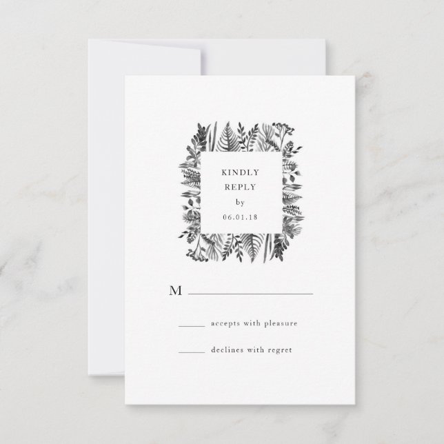 Tarjeta RSVP de acuarela botánica (Anverso)
