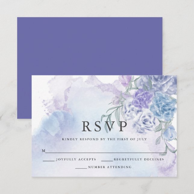 Tarjeta RSVP de acuarela floral rusa (Anverso / Reverso)