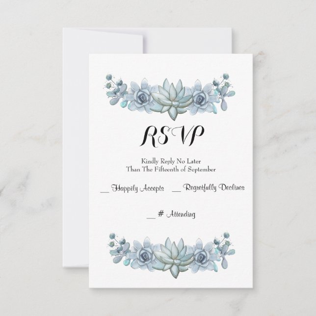Tarjeta RSVP de acuarela y boda de flores (Anverso)